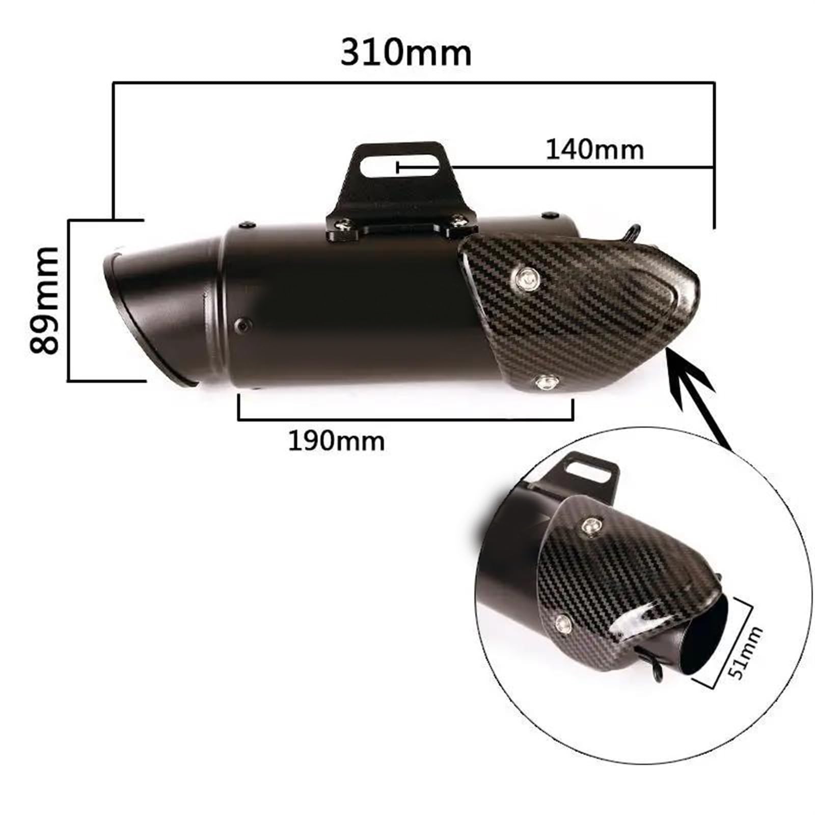 Amazon | 60.5mm 51mm インレット オートバイ排気マフラー エスケープ
